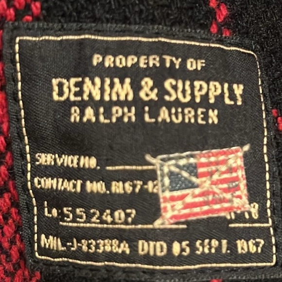 Ralph Lauren Denim & Supply Pea Coat Jacket Buffalo Plaid Double Breasted Sz L - Picture 7 of 9